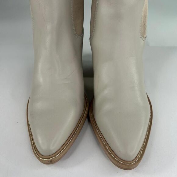 Crown Vintage Pimmy Bootie Women's US 8.5 M Beige Leather Heels Chelsea Boots - Picture 9 of 15